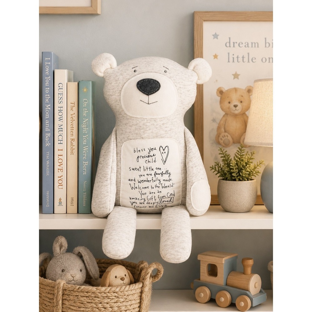 Demdaco Poetic Threads Bear Bless You Precious Child Sits Stuffed Teddy Bear